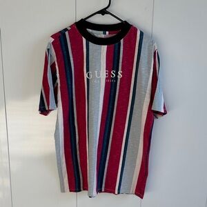 GUESS Men's Multi-Stripe Tee - Red, Blue, White
